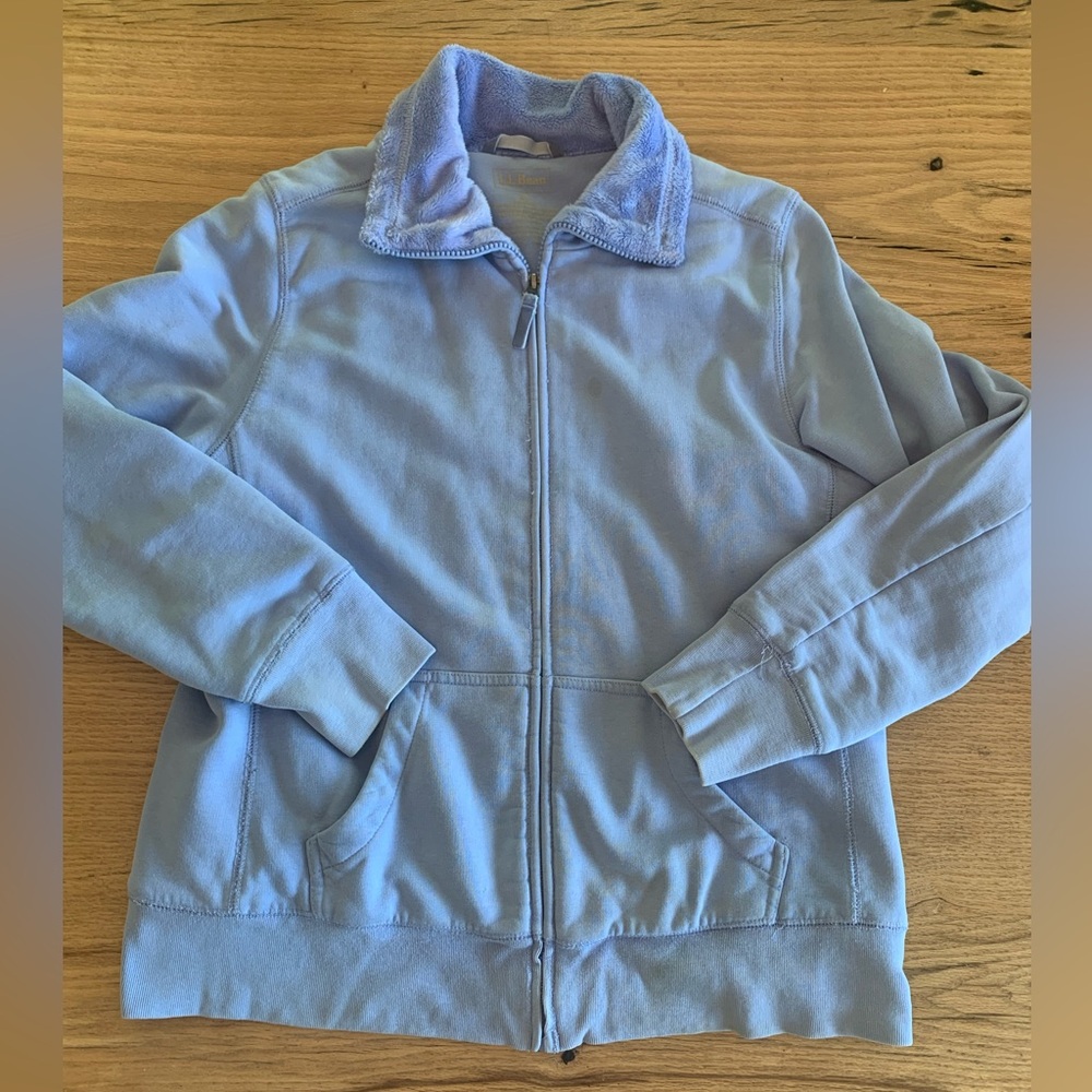 L.‎ L. Bean Jacket Faux Fur Lined Lining Blue Full Zip Women’s M Preloved